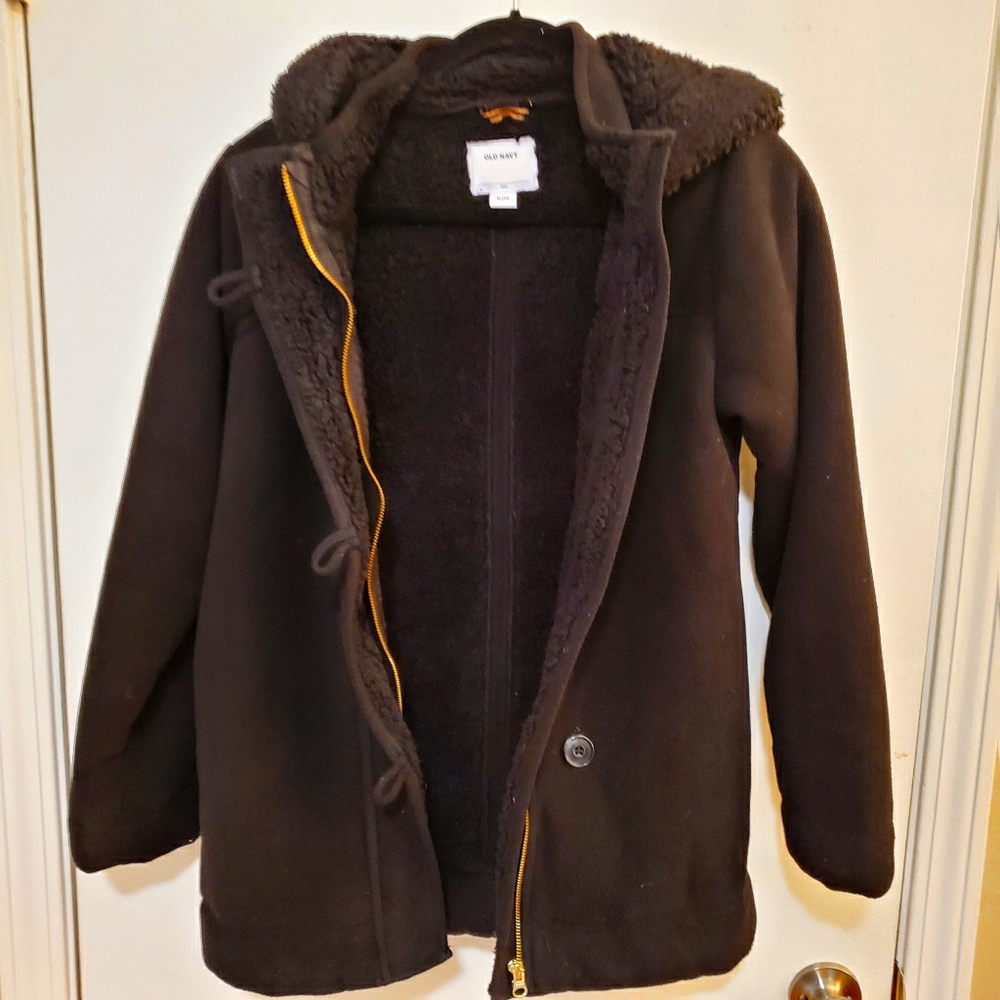 Old Navy girls fleece hooded toggle coat